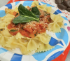 Red Sauce Pasta with bow tie pasta and spinach